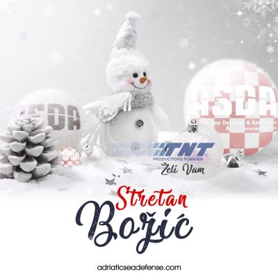 Christmas border with ornament, golden present and snow