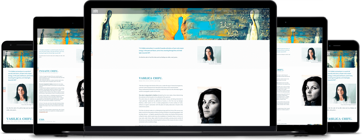 Responsive website design for Vasilica CHIFU showcasing artworks on multiple devices. -bratcovici.com